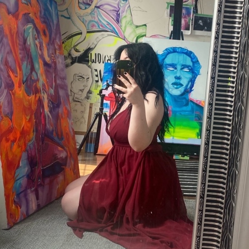 DAVID’s BRIDAL Elegant Burgundy Dress